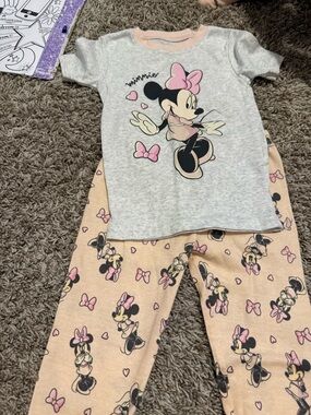 Disney Minnie Mouse Pink & Gray Two-Piece Pajama Set